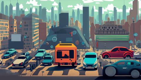 city+with cars and work generating loud noise